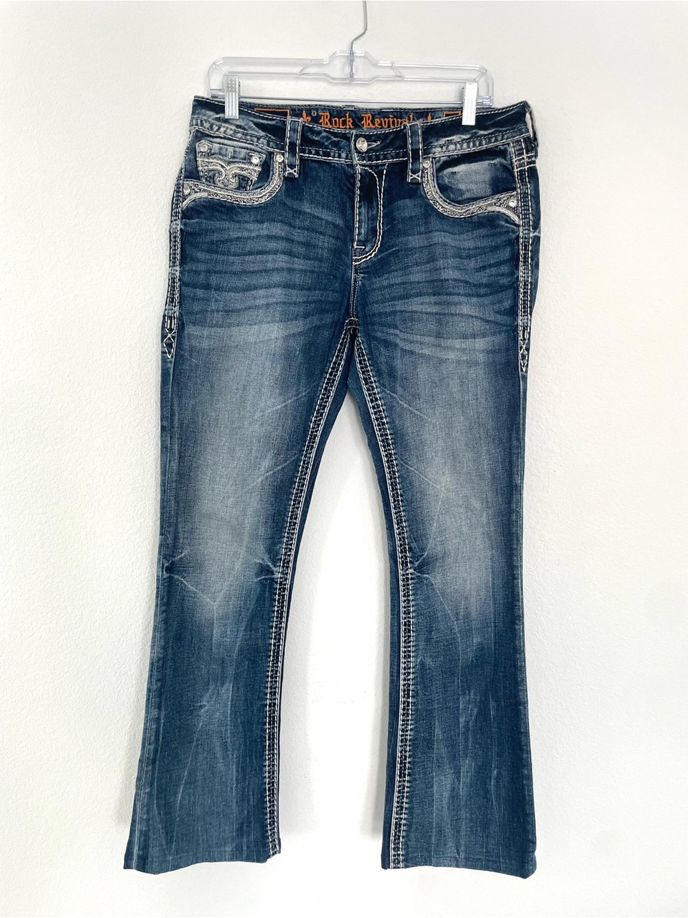 Rock Revival Corin Easy Boot Women's Blue Contrast Stitch Bootcut Jeans